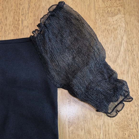 EUC ASTR The Label Darling Puff Sleeve Black Bodysuit - Picture 4 of 7